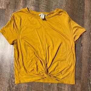 Yellow knotted crop top